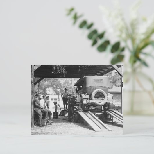 自動車サービスステーション、1924。ヴィンテージ写真 ポストカード (スタンド正面)