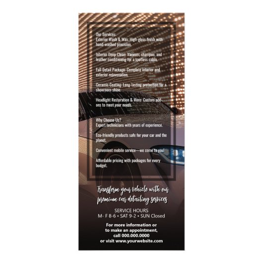 自動車サービス – 詳細、オーディオおよびその他のサービス ラックカード (裏面)