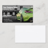 自動車ディーラーの緑によってすごいスポーツ・カーの後部 名刺 (正面/裏面)