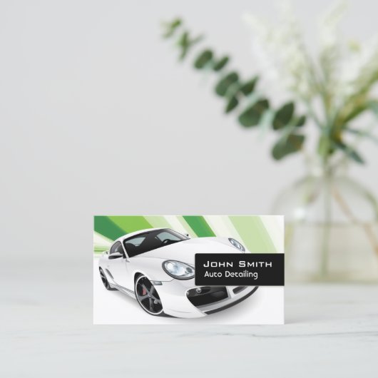自動車ディーラーを詳述するグリーンモバイル 名刺 (スタンド正面)