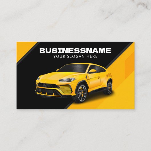 自動車パーツ車のの詳細を示す黒と黄色の車 名刺 (正面)