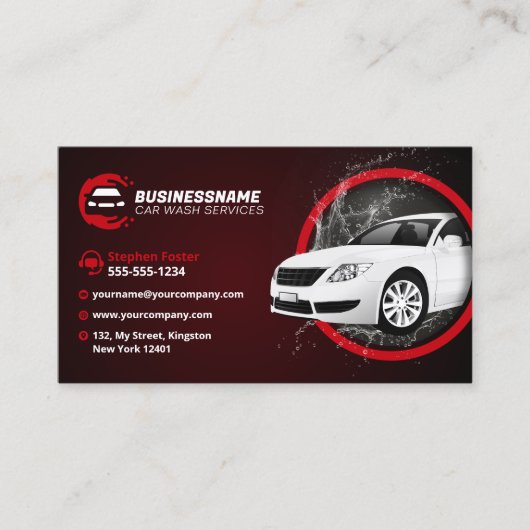 自動車モダンのワックスを詳述する洗車自動車 名刺 (正面)