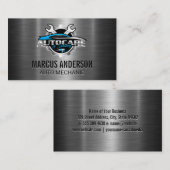 自動車レンチのロゴ | シルバーメタリック 名刺 (正面/裏面)