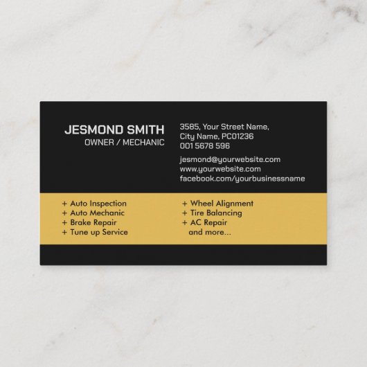 自動車両修理 – 整備士 名刺 (裏面)