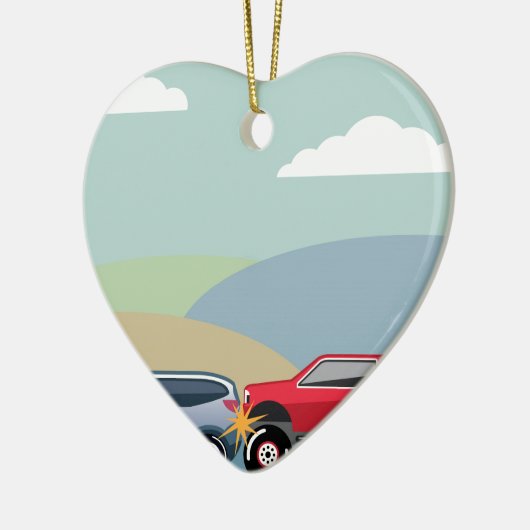 自動車事故の後部は車のベクトルを終えました セラミックオーナメント (左)