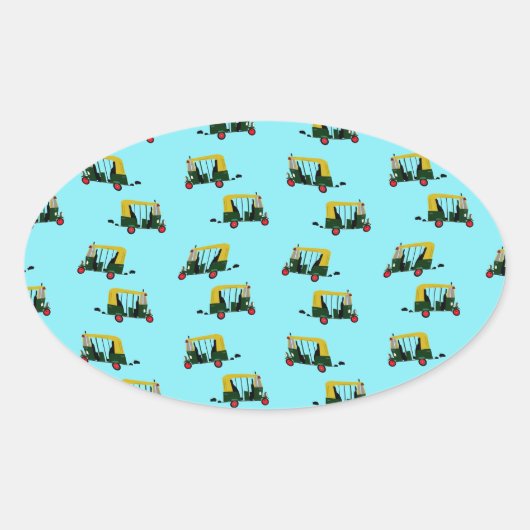 自動車人力車の壁紙 楕円形シール (正面)