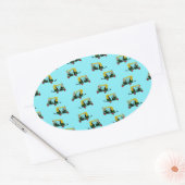 自動車人力車の壁紙 楕円形シール (封筒)