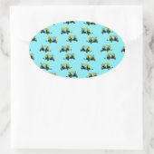 自動車人力車の壁紙 楕円形シール (バッグ)