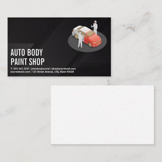 自動車体絵を描労働者の車 名刺 (正面/裏面)