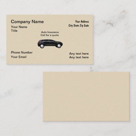 自動車保険の代理店 名刺 (正面/裏面)