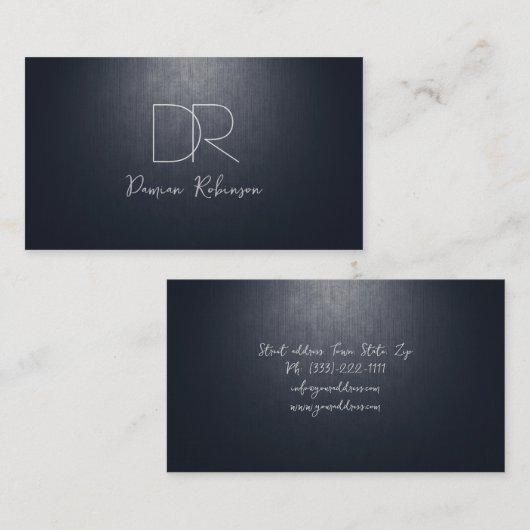 自動車保険ダークブルーカスタムモノグラム 名刺 (正面/裏面)