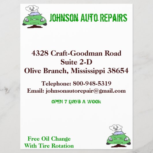 自動車修理のチラシ チラシ (正面)