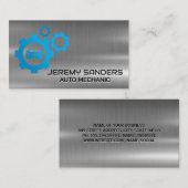 自動車修理のメカニカルロゴ | メタリック 名刺 (正面/裏面)