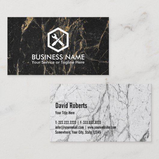 自動車修理の便利屋の車のでモダンな大理石 名刺 (正面/裏面)