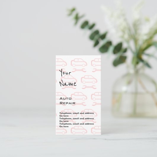 自動車修理の正札を"エコーします" 名刺 (スタンド正面)