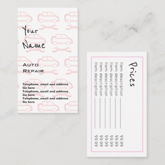 自動車修理の正札を"エコーします" 名刺 (正面/裏面)