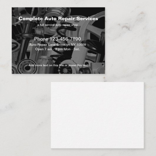 自動車修理サービスの自動車部品のテーマ 名刺 (正面/裏面)