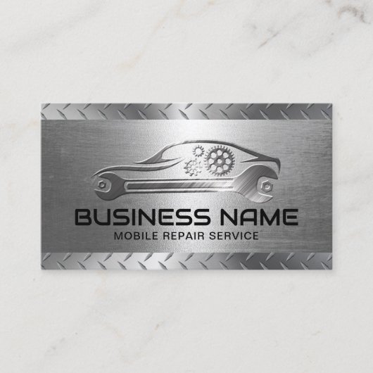自動車修理サービス金属車車の車 名刺 (正面)