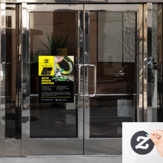 自動車修理サービス ウィンドウサイン (オフィスドア)