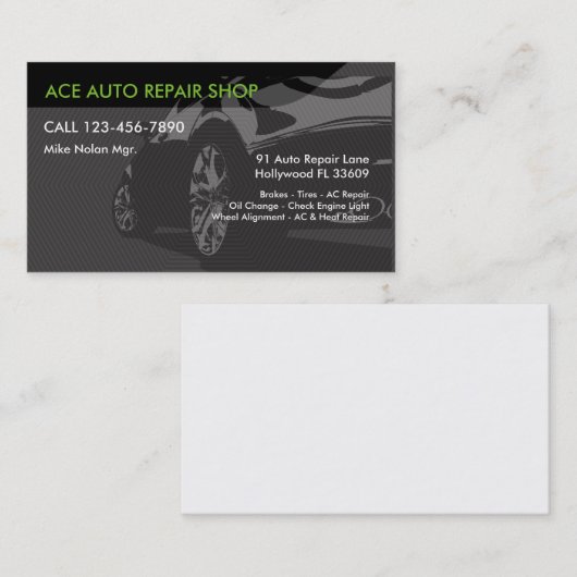 自動車修理サービス 名刺 (正面/裏面)