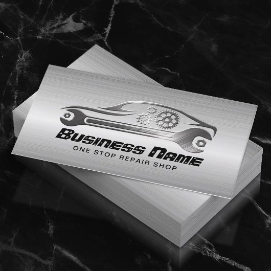 自動車修理プロフェッショナル車の整備士金属 名刺