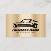 自動車修理モダン金ゴールド車の整備士 名刺 (正面)