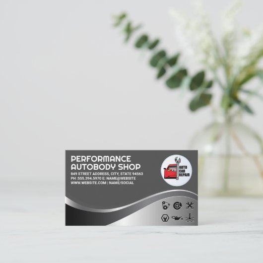 自動車修理ロゴ |整備士サービス 名刺 (スタンド正面)