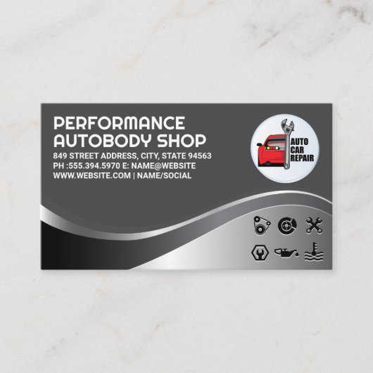 自動車修理ロゴ |整備士サービス 名刺 (正面)