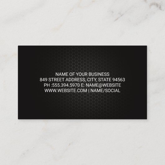 自動車修理ロゴ | 炭素繊維バックグラウンド 名刺 (裏面)