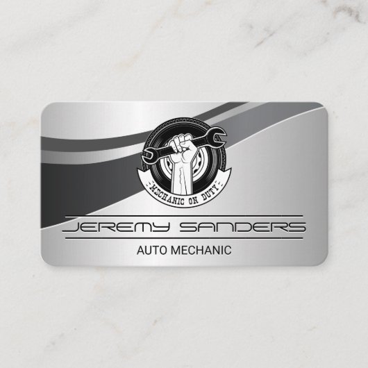 自動車修理ロゴ | 義務整備士 名刺 (正面)