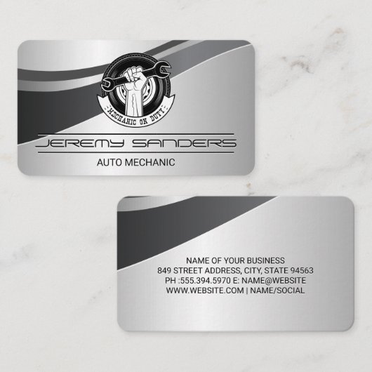 自動車修理ロゴ | 義務整備士 名刺 (正面/裏面)