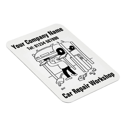 自動車修理ワークショップ漫画 マグネット (右側)