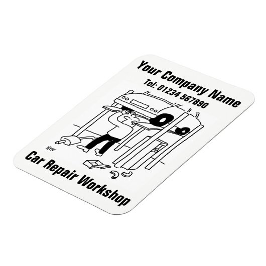 自動車修理ワークショップ漫画 マグネット (左側)