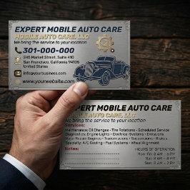 自動車修理工場・カーエアコン専門のアルミ製名刺 名刺