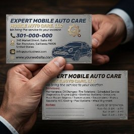 自動車修理工場・カーエアコン専門のアルミ製名刺 名刺