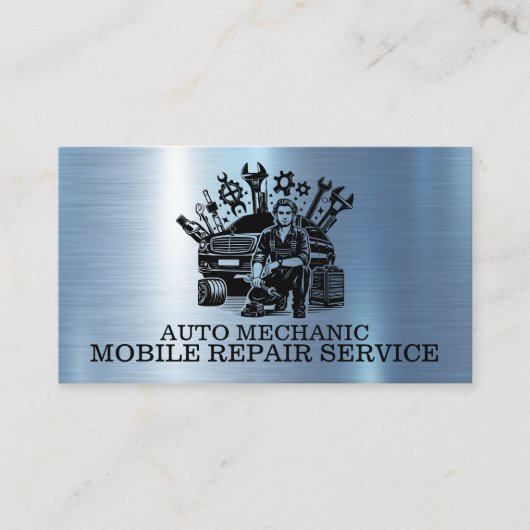 自動車修理工場 メタル連絡先 名刺 (正面)
