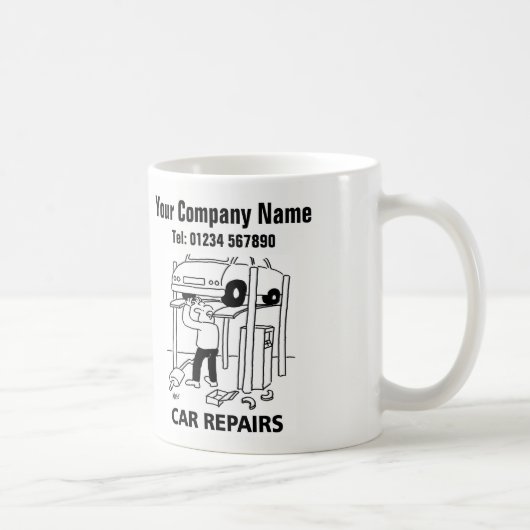 自動車修理工場 車の修理 コーヒーマグカップ (右)