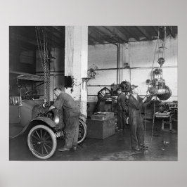 自動車修理工場、1919年。ヴィンテージ写真 ポスター