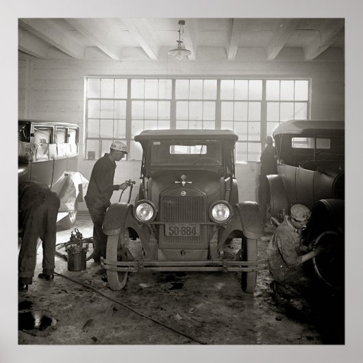 自動車修理工場、1926年。ヴィンテージ写真 ポスター (正面)