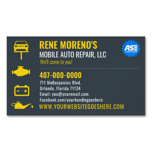 自動車修理整備士テンプレート マグネット名刺 (正面)