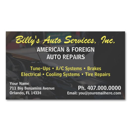 自動車修理整備士テンプレート マグネット名刺 (正面)