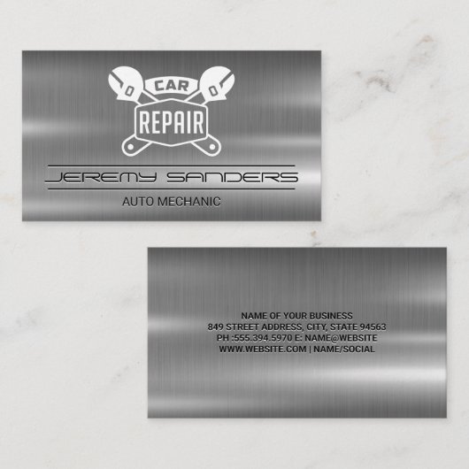 自動車修理整備士ロゴ |自動サービス 名刺 (正面/裏面)