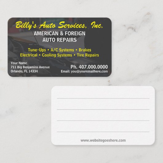 自動車修理整備士2面テンプレート部 名刺 (正面/裏面)