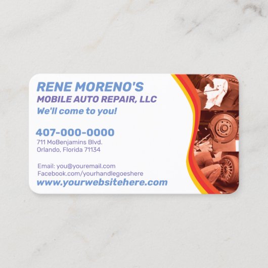 自動車修理整備士2面 名刺 (正面)