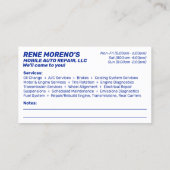 自動車修理整備士2面 名刺 (裏面)