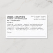 自動車修理整備士2面 名刺 (裏面)