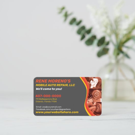 自動車修理整備士2面 名刺 (スタンド正面)