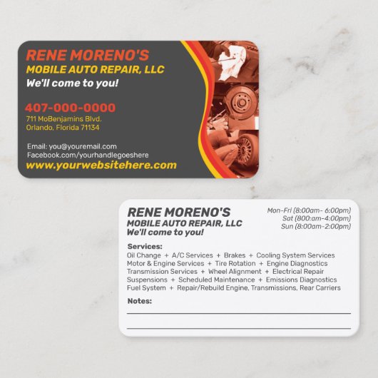 自動車修理整備士2面 名刺 (正面/裏面)