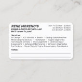 自動車修理整備士2面 名刺 (裏面)