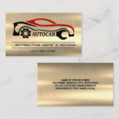 自動車修理整備士 | 金ゴールド金属 | ツールサービス 名刺 (正面/裏面)